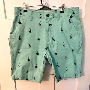 Mint Green Sailboat Print Shorts